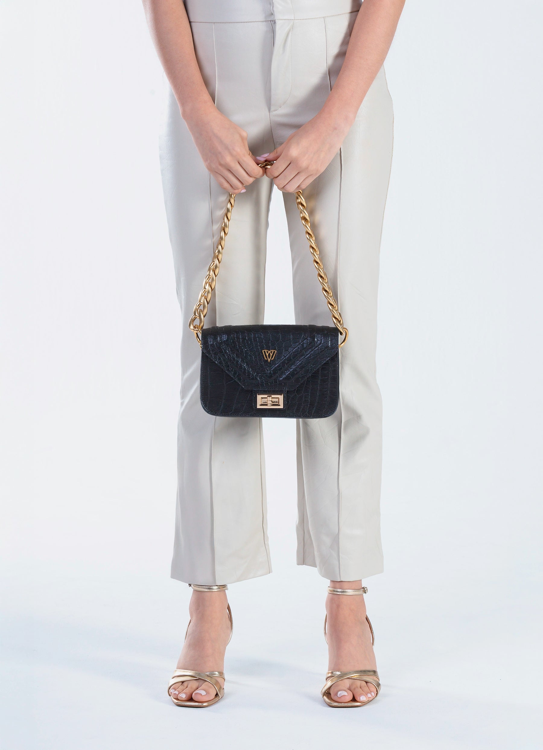 Split Mini Flap Bag Chunky Chain | Crocodile