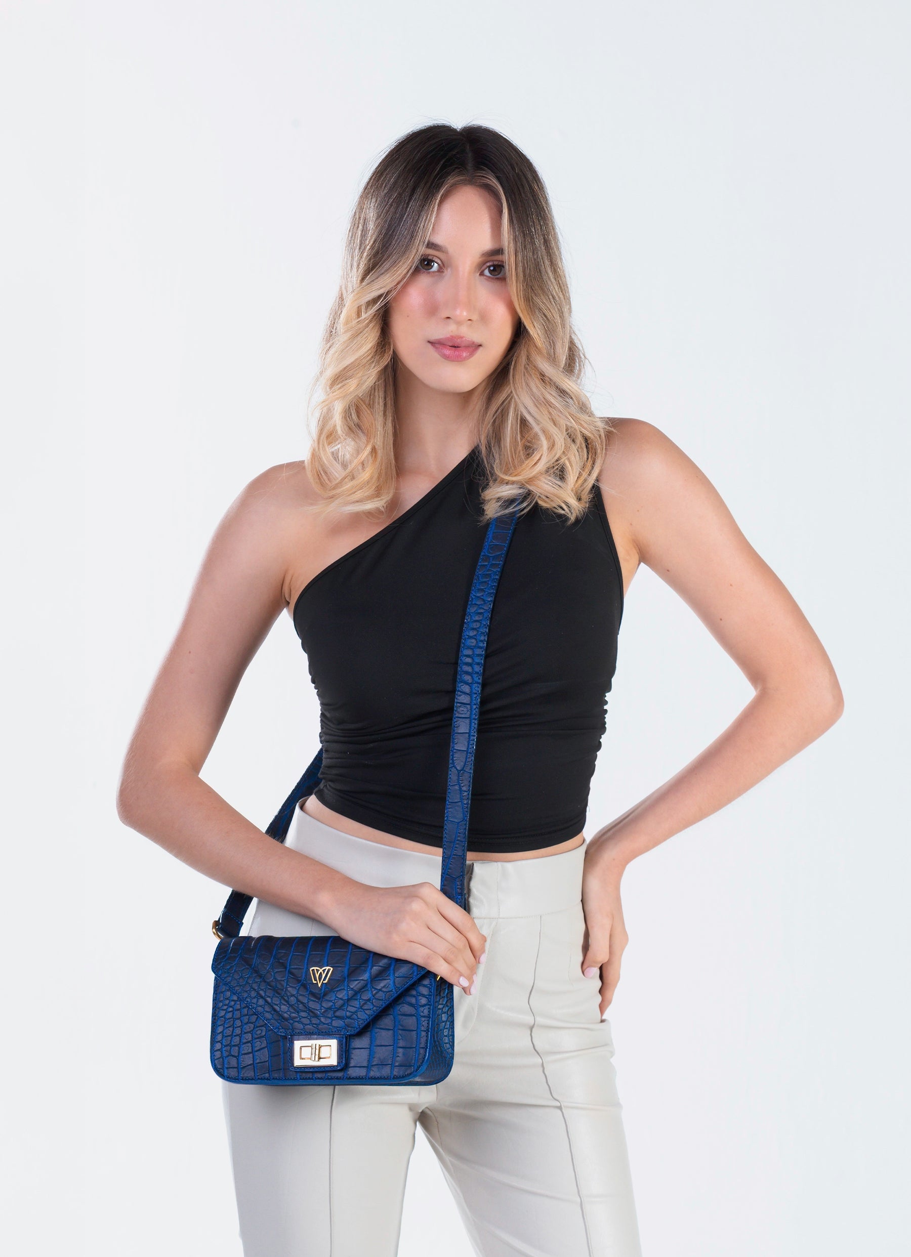 Split crossbody bag | Crocodile