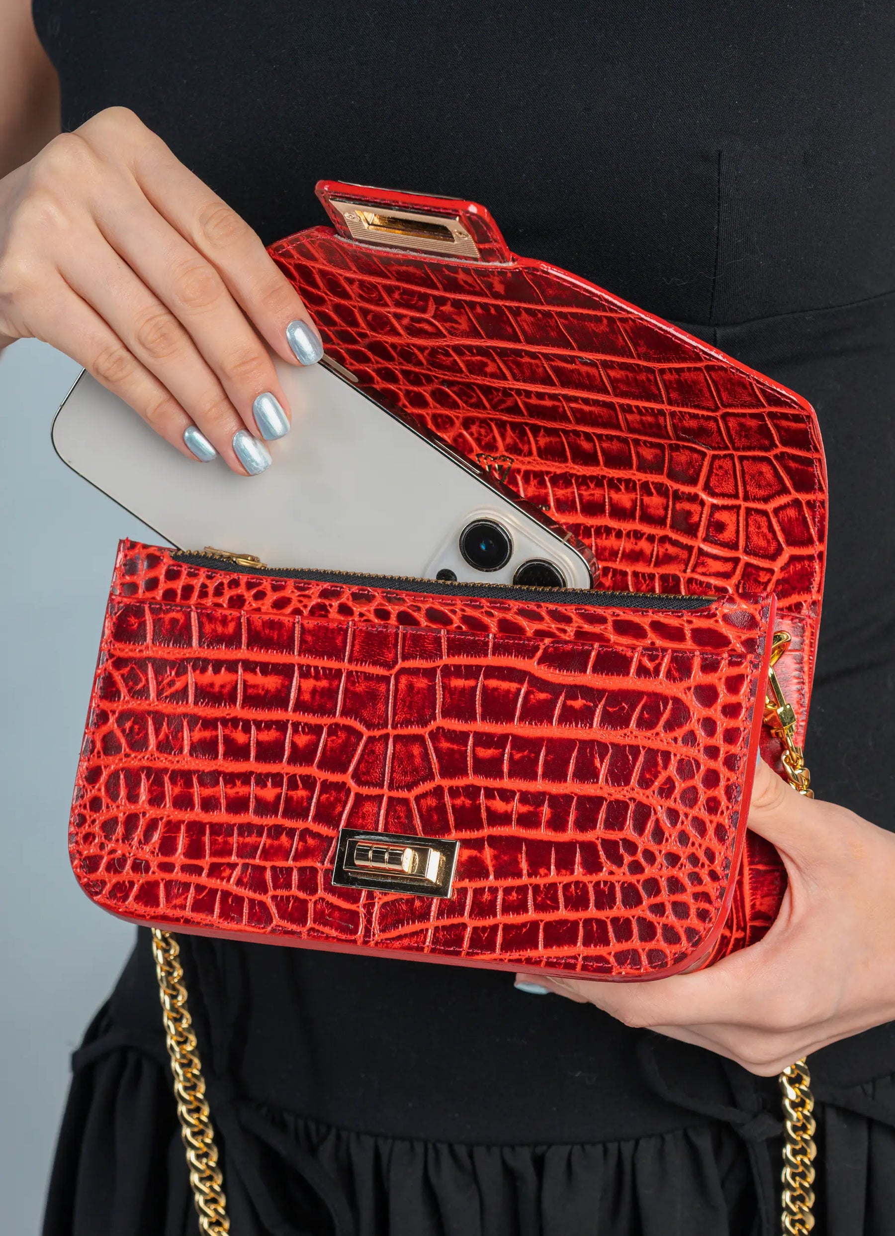 Split Mini Flap Bag | Crocodile