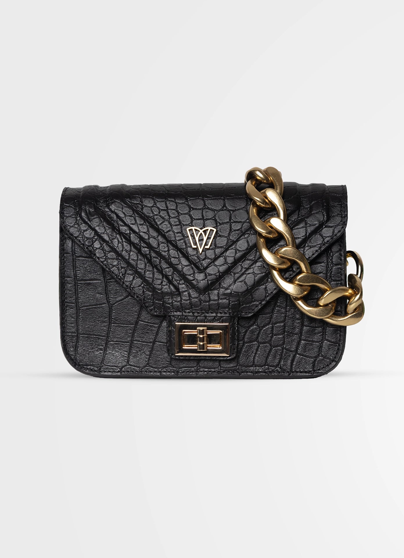 Split Mini Flap Bag Chunky Chain | Crocodile