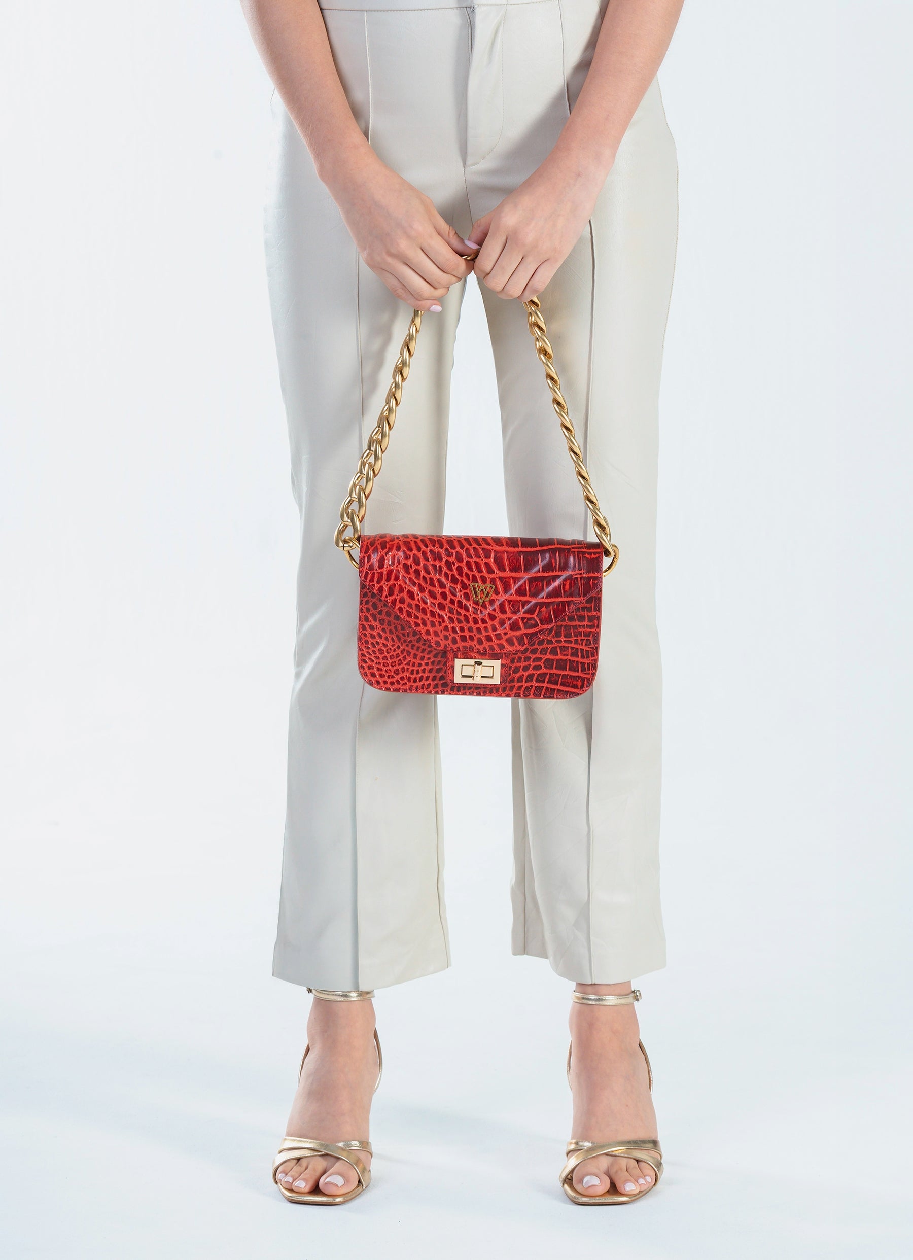 Split Mini Flap Bag Chunky Chain | Crocodile