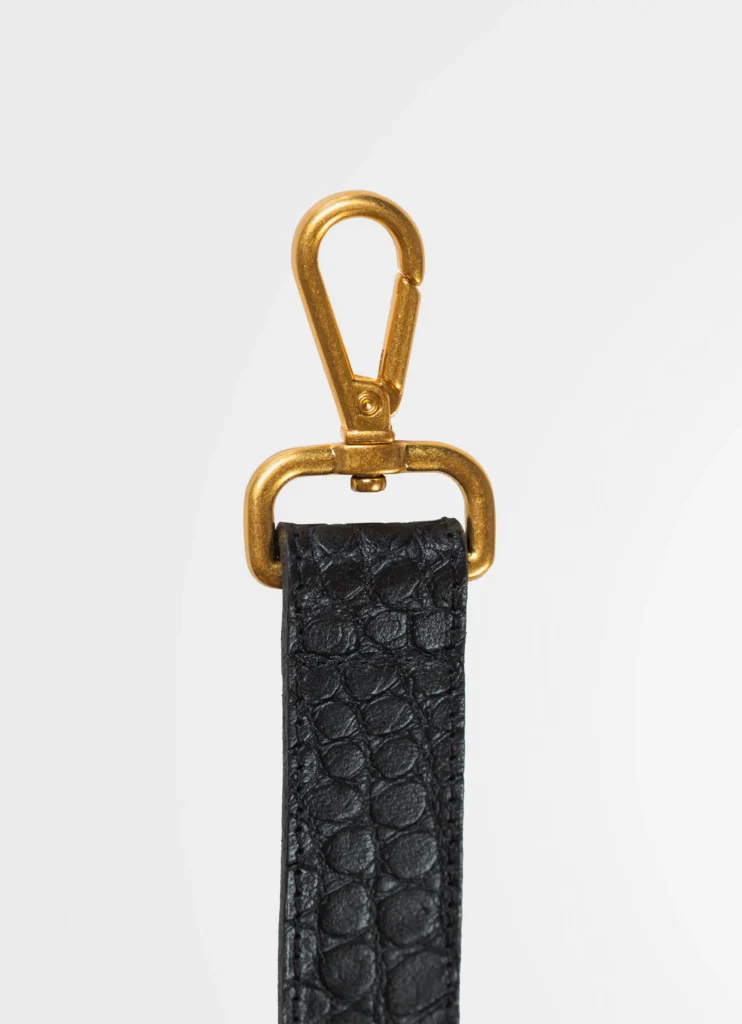 Leather Strap delgado | Crocodile | Negro
