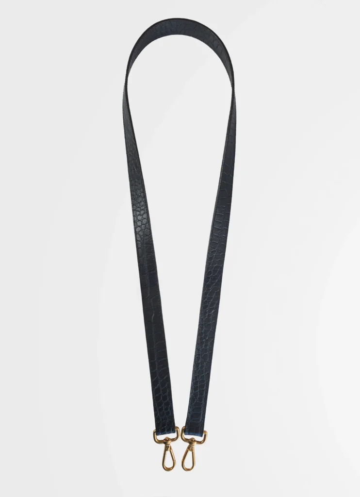 Leather Strap delgado | Crocodile | Negro